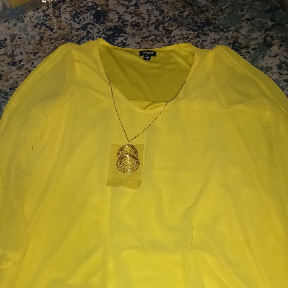 Tacera Yellow Long Sleeve Blouse